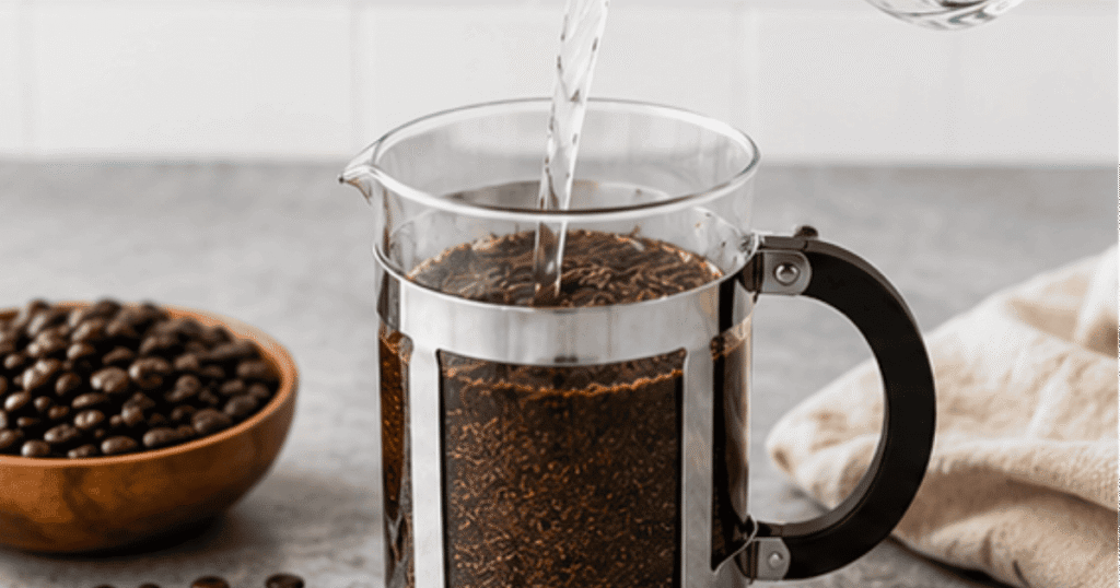 Coffee grounds inside French press