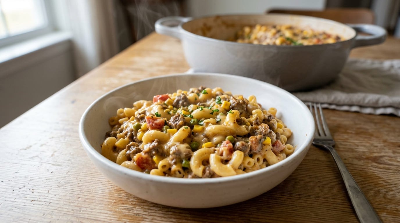 Shipwreck Dinner Beef and Macaroni Casserole