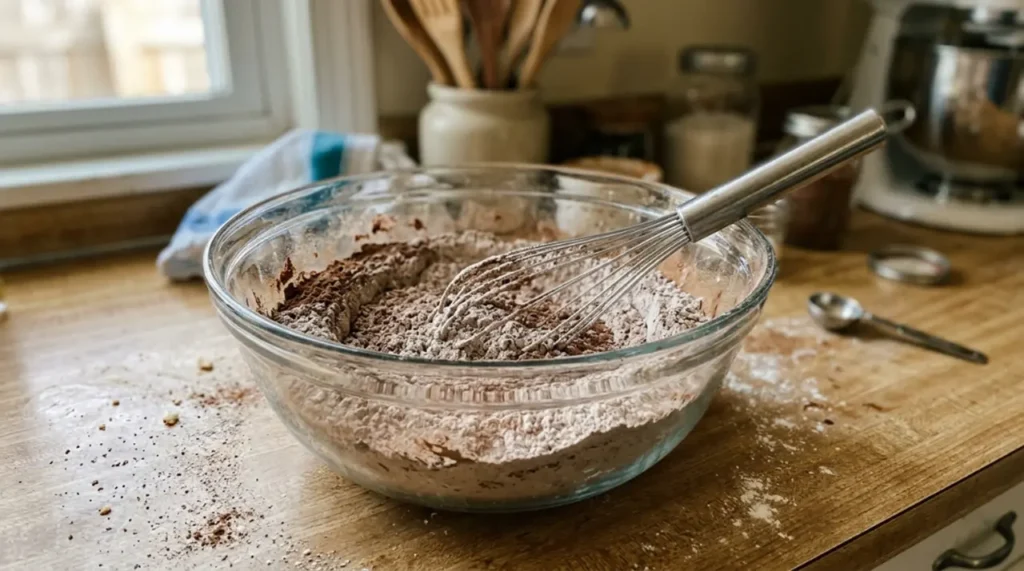 Chocolate Crinkle Cookie Recipe Dry Ingredients Whisked Together