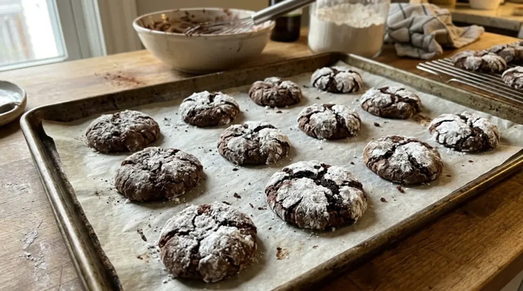 Freshly Baked Chocolate Crinkle Cookies
