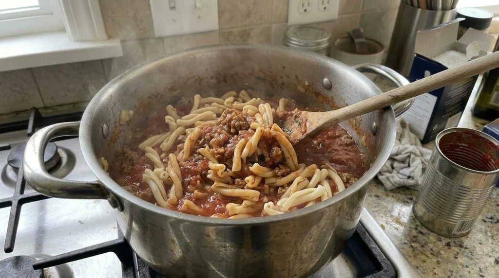 Casarecce Added Back to the Sauce