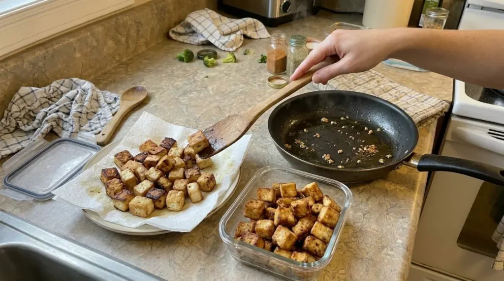 Crispy Tofu After Cooking