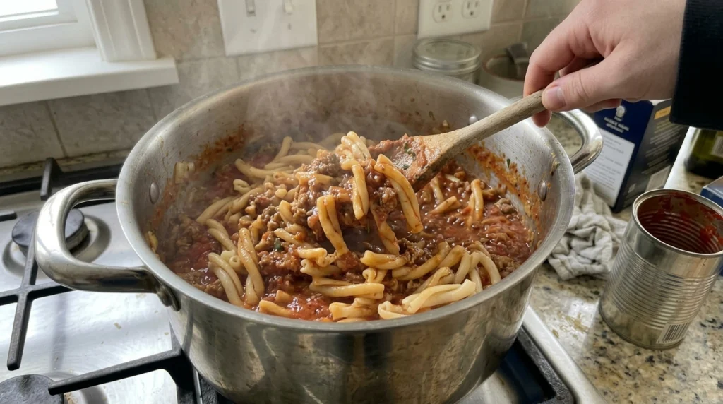 finished casarecce pasta